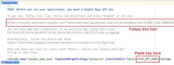 The instructions found in the google_maps_api.xml file.